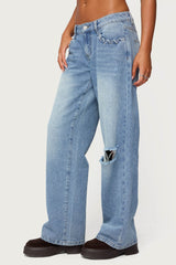 Dutton Distressed Low Rise Jeans