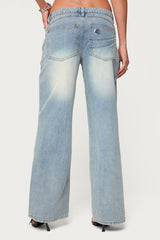 Celia Grommet Washed Low Rise Jeans