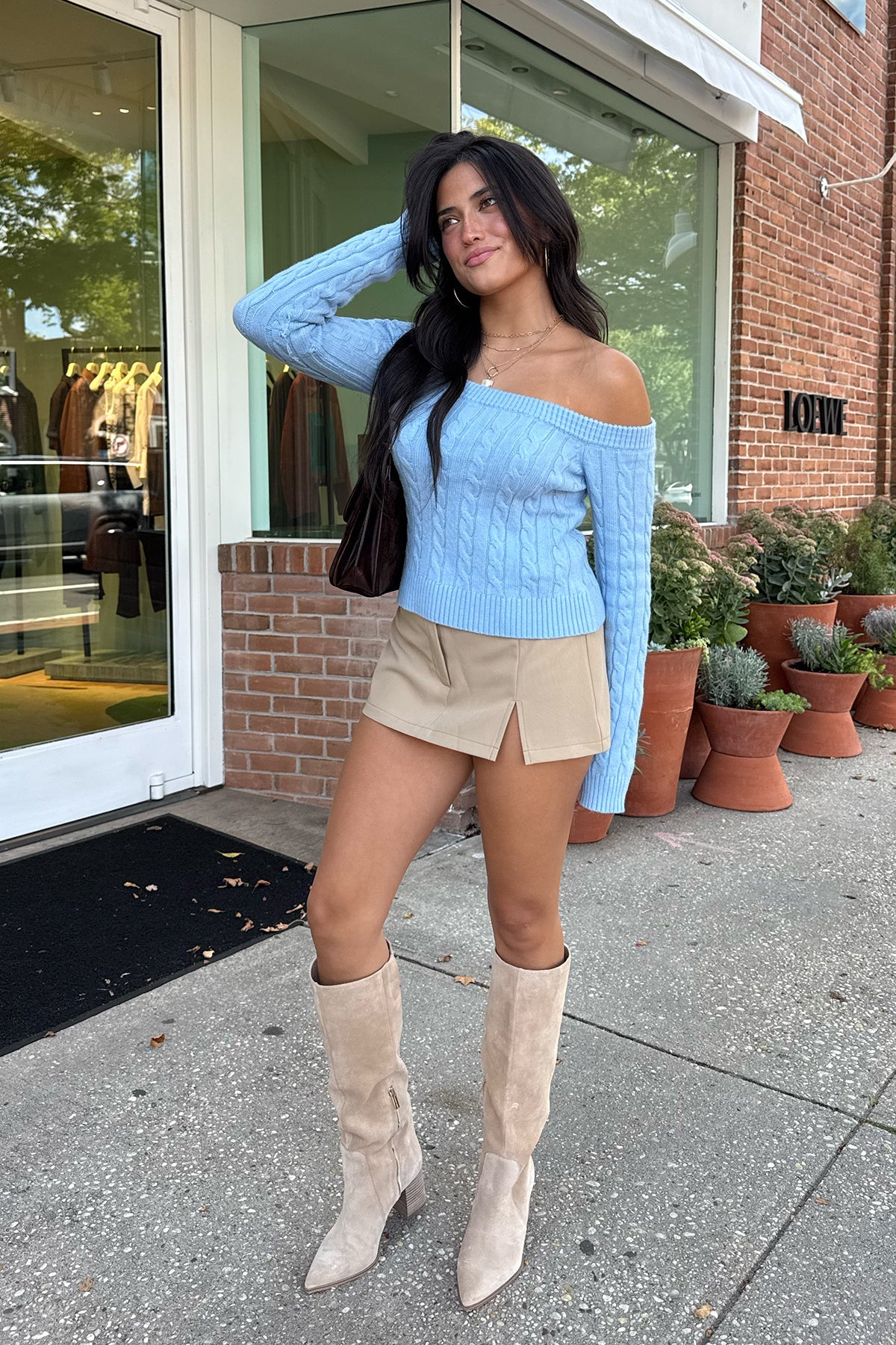 Taniza Off Shoulder Cable Knit Sweater