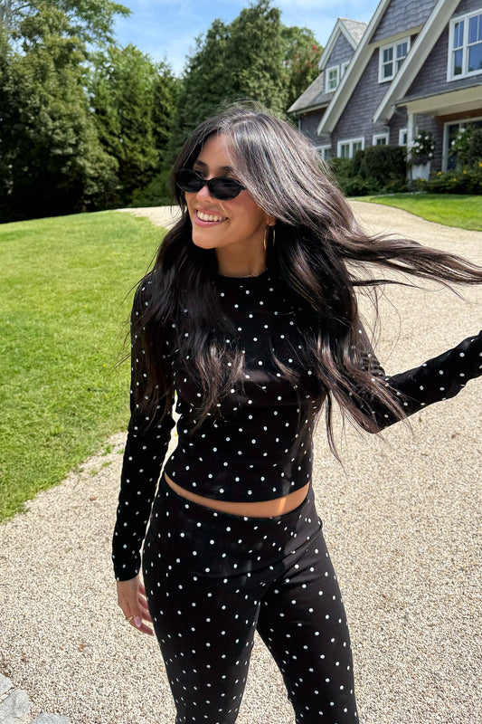 Daliya Polka Dot Long Sleeve Top