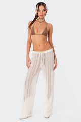 Ines Crochet Low Rise Cargo Pants