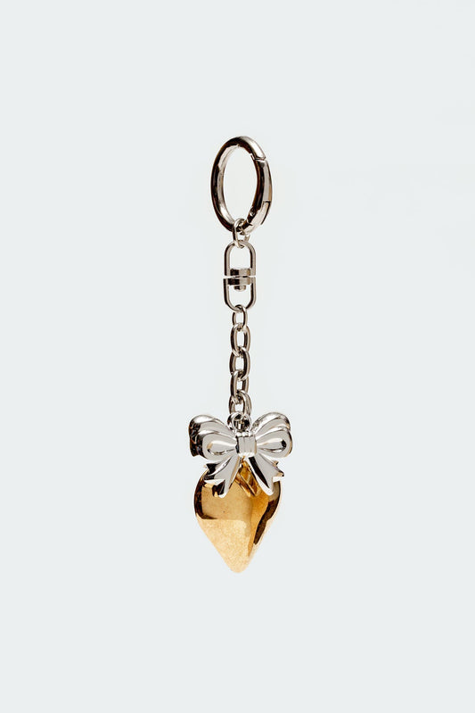 Heart & Bow Mixed Metal Keychain