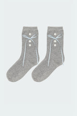 Ribbon & Flower Button Socks