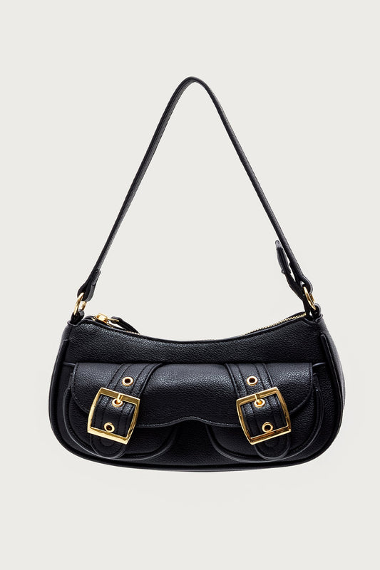 Zinnia Faux Leather Buckle Bag