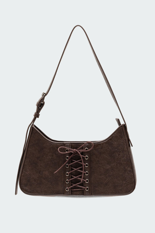 Lace Up Faux Leather Bag