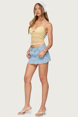 Sheer Lace Cut Out Tank Top