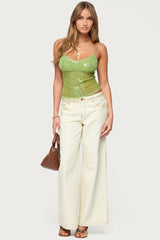 Azelia Beaded Sheer Mesh Top