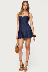 Rudy Pleated Denim Mini Dress