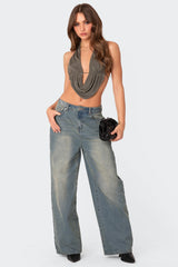 Scoop Neck Open Back Crop Top