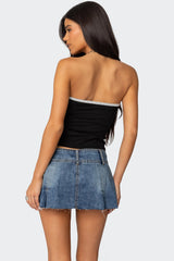 Enora Embroidered Rose Tube Top