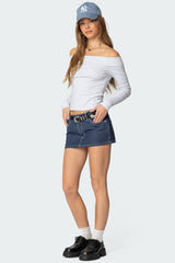 Neria Pinstripe Denim Micro Skort