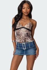 Ziena Leopard Printed Backless Top