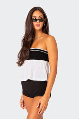 Rena Ribbed Peplum Tube Top