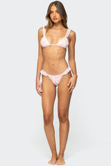 Floral Ruffle Triangle Bikini Top