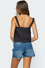 Tami Eyelet Ruffle Tank Top