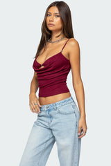 Layered Bra Cowl Neck Top