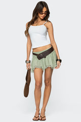 Asymmetric Layered Lace Mesh Mini Skort