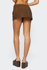Asymmetric Studded Faux Suede Mini Skort