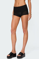 Rye Sheer Textured Fold Over Shorts