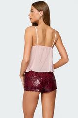 Dotted Chiffon Babydoll Tank Top