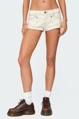 Hearts Low Rise Micro Denim Shorts