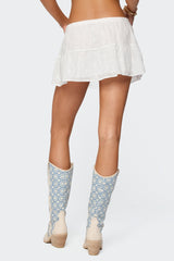 Dora Eyelet Flared Mini Skirt