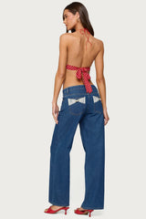 Polka Dot Backless Chiffon Top