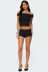 Neriah Grommet Off Shoulder Top