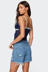 Contrast Lacey Mesh Tank Top