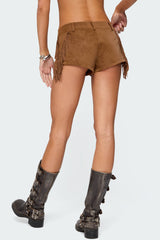 Sapir Fringe Faux Suede Shorts