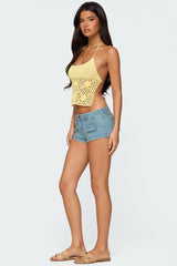 Miel Crochet Backless Halter Top