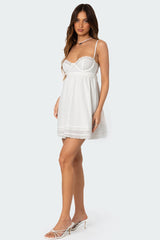 Bonny Lace Trim Cotton Mini Dress