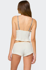 Avalon Dotted Pointelle Ruffle Tank Top