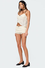Este Textured Lace Scrunch Shorts