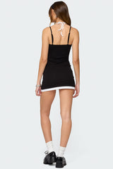 Contrast Layered Look Halter Mini Dress