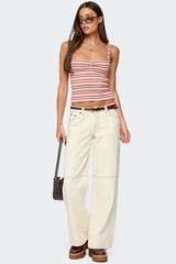 Adelia Striped Ruched Tank Top