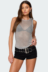 Amalya Shiny Sheer Knit Top