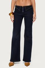 Carys Studded Low Rise Flared Jeans