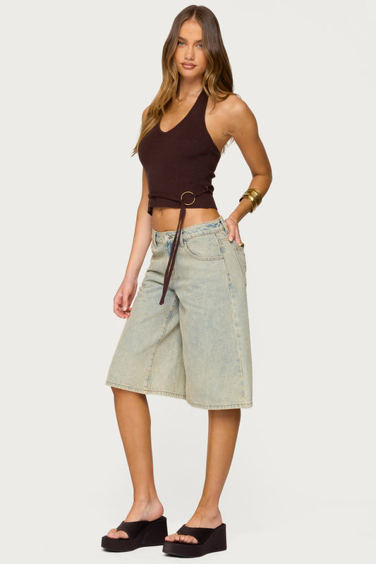 Kez Belted Knit Halter Top