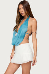 Seabound Cowl Neck Backless Halter Top
