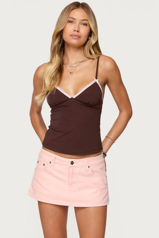 Ruelle Contrast Frill Tank Top