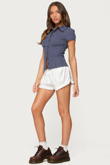 Olesia Ruffle Satin Effect Shorts