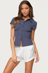 Polka Dot Tailored Button Up Shirt