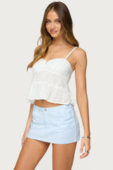 Tamora Eyelet Babydoll Tank Top