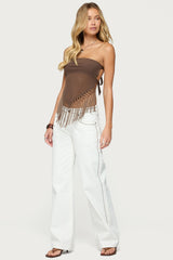Backless Sheer Mesh Strapless Top