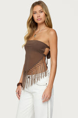 Backless Sheer Mesh Strapless Top