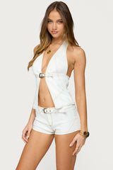 Ciel Split Front Denim Halter Top