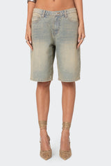Shira Washed Denim Bermuda Shorts