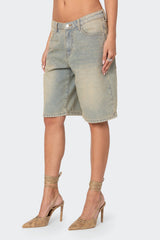 Shira Washed Denim Bermuda Shorts