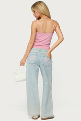 Petite Bow Pocket Relaxed Jeans